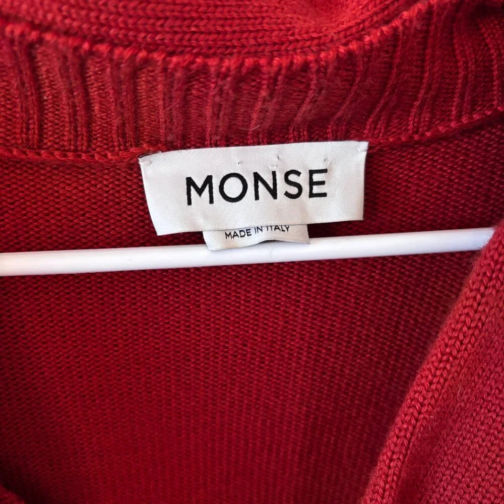 NWOT MONSE Cold Shoulder Merino Wool Knit Sweater in Terracotta - Picture 3 of 6